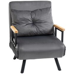 Кресло раскладное Homcom 839-834V00CG 63x73x81 cm (Grey/Black/Oak) Thumb