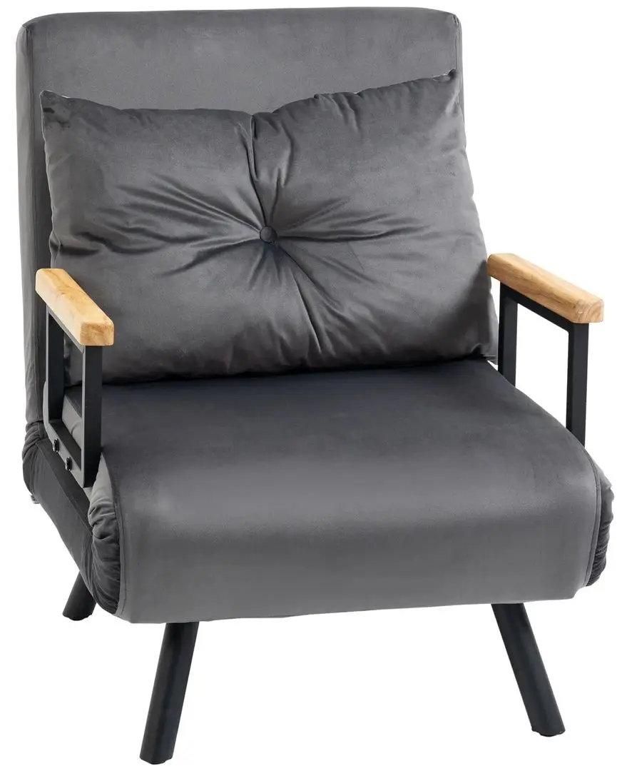 Кресло раскладное Homcom 839-834V00CG 63x73x81 cm (Grey/Black/Oak)