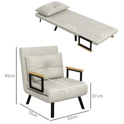 Fotoliu extensibil Homcom 839-834V00CW 63x73x81 cm (White-cream/Black/Oak) Thumb