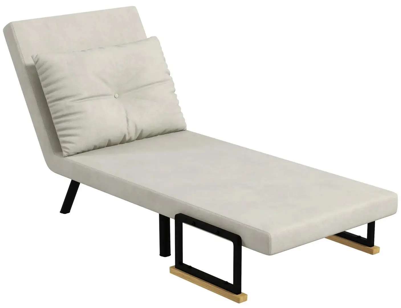 Fotoliu extensibil Homcom 839-834V00CW 63x73x81 cm (White-cream/Black/Oak)