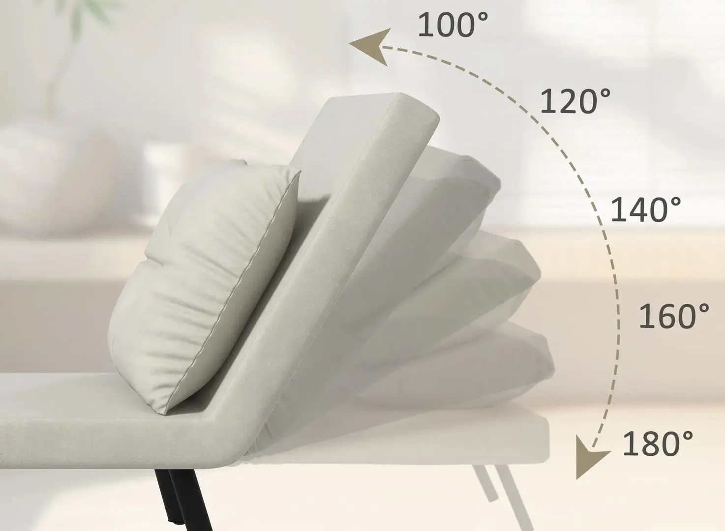 Fotoliu extensibil Homcom 839-834V00CW 63x73x81 cm (White-cream/Black/Oak)