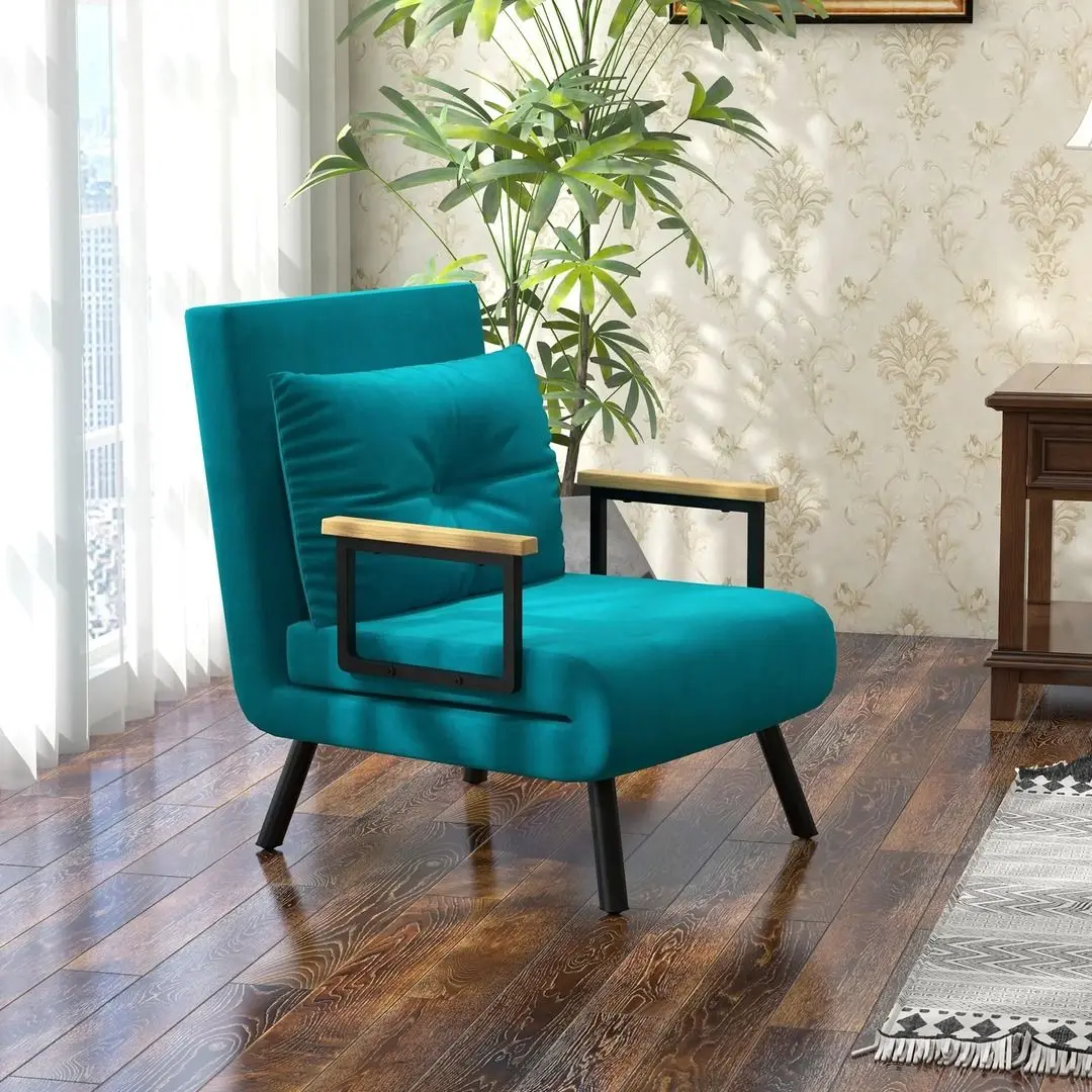 Fotoliu extensibil Homcom 839-834V00DB 63x73x81 cm (Dark Blue/Black/Oak) - 7