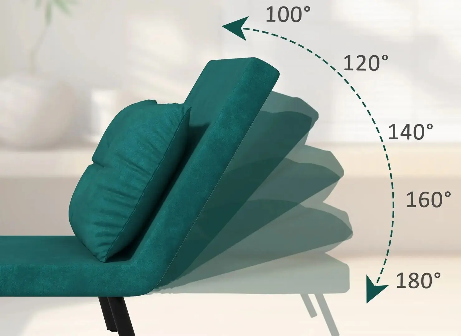 Fotoliu extensibil Homcom 839-834V00GN 63x73x81 cm (Green/Black/Oak)