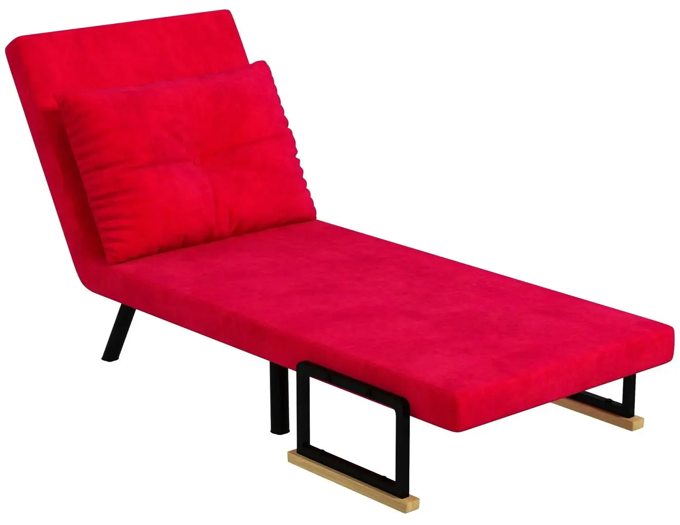 Fotoliu extensibil Homcom 839-834V00RD 63x73x81 cm (Red/Black/Oak) - 4