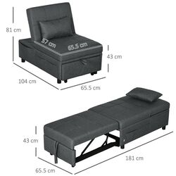 Fotoliu extensibil Homcom 839-858V00GY (Grey) Thumb