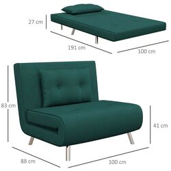 Fotoliu extensibil Homcom 839-893V01DG 83x88x100 cm (Dark Green) Thumb