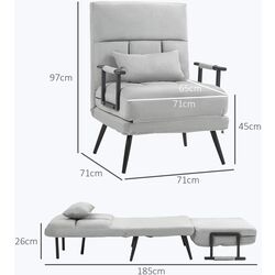 Кресло раскладное Homcom 839-971V00LG 71x71x97 cm (Light Grey/Black) Thumb