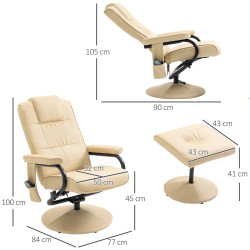 Fotoliu-recliner Homcom 700-037V01CW (Cream White) Thumb