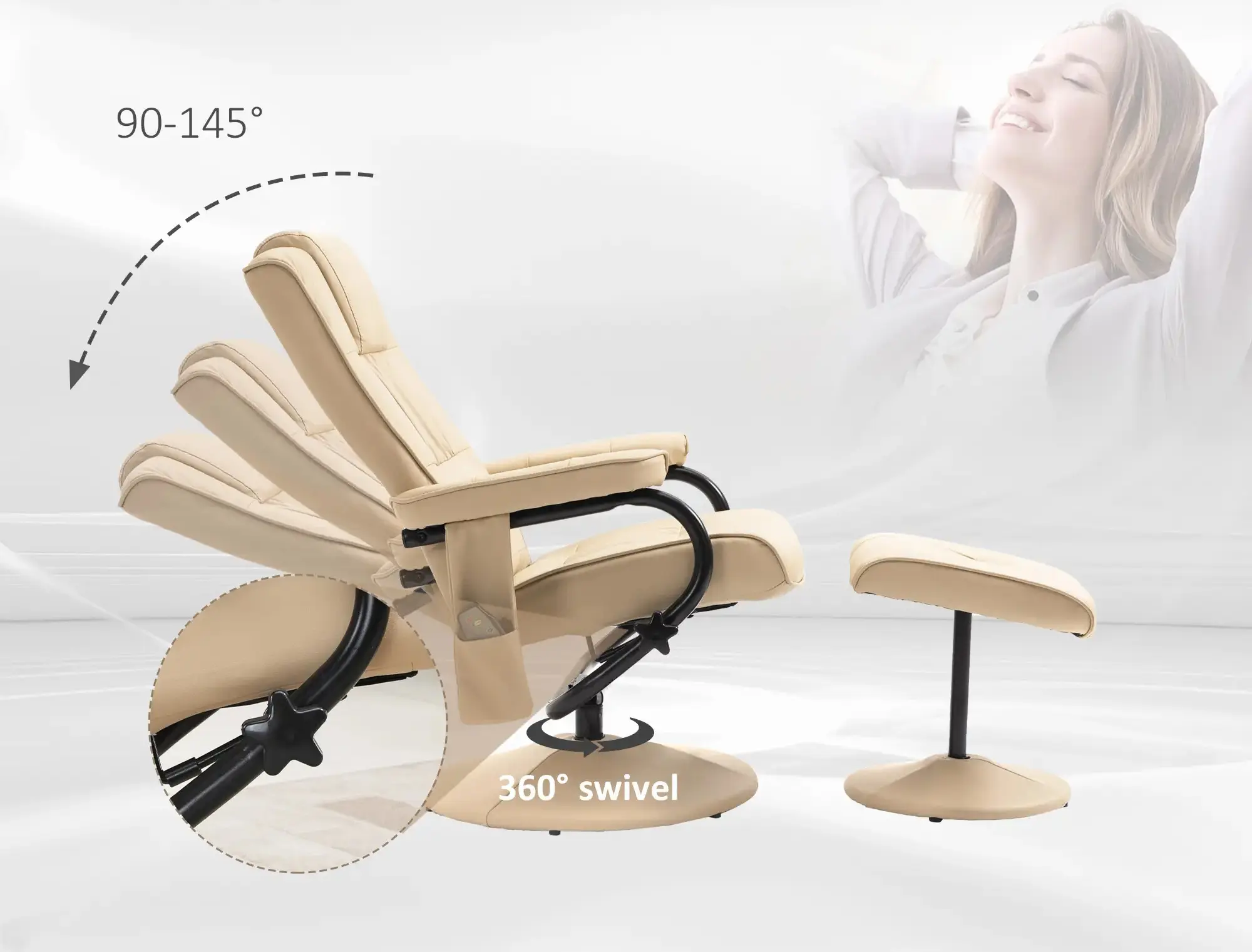 Fotoliu-recliner Homcom 700-037V01CW (Cream White) - 5