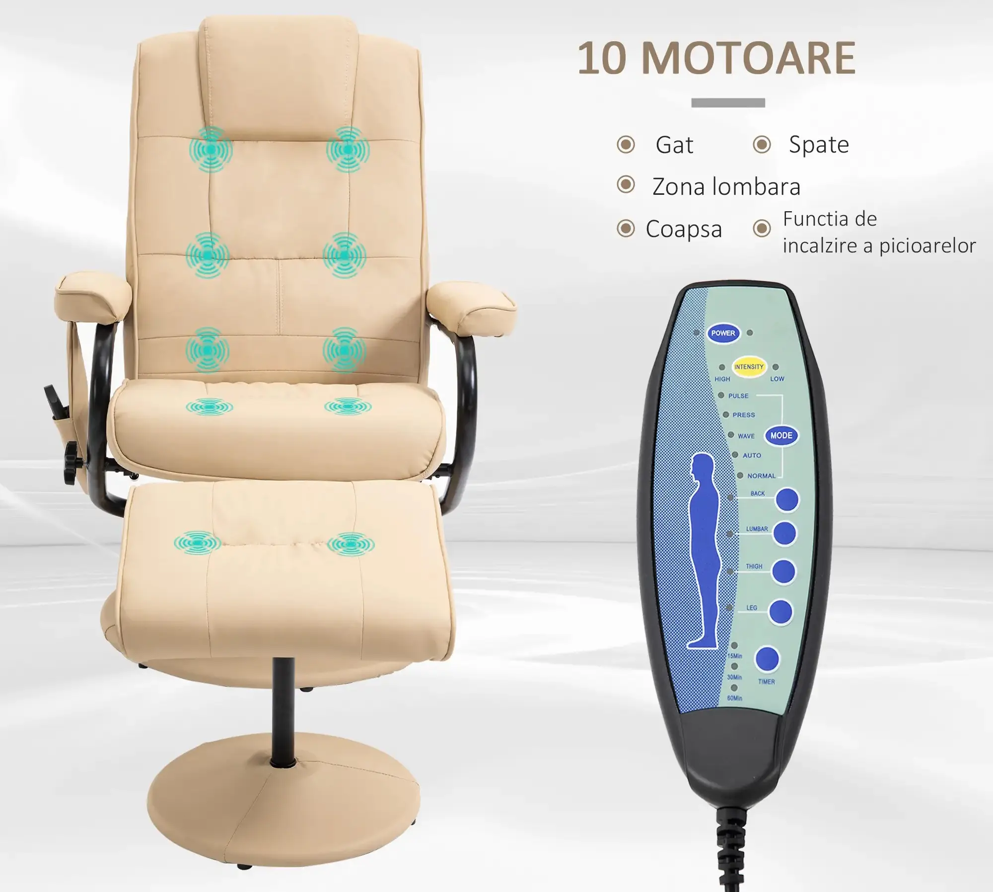 Fotoliu-recliner Homcom 700-037V01CW (Cream White) - 6