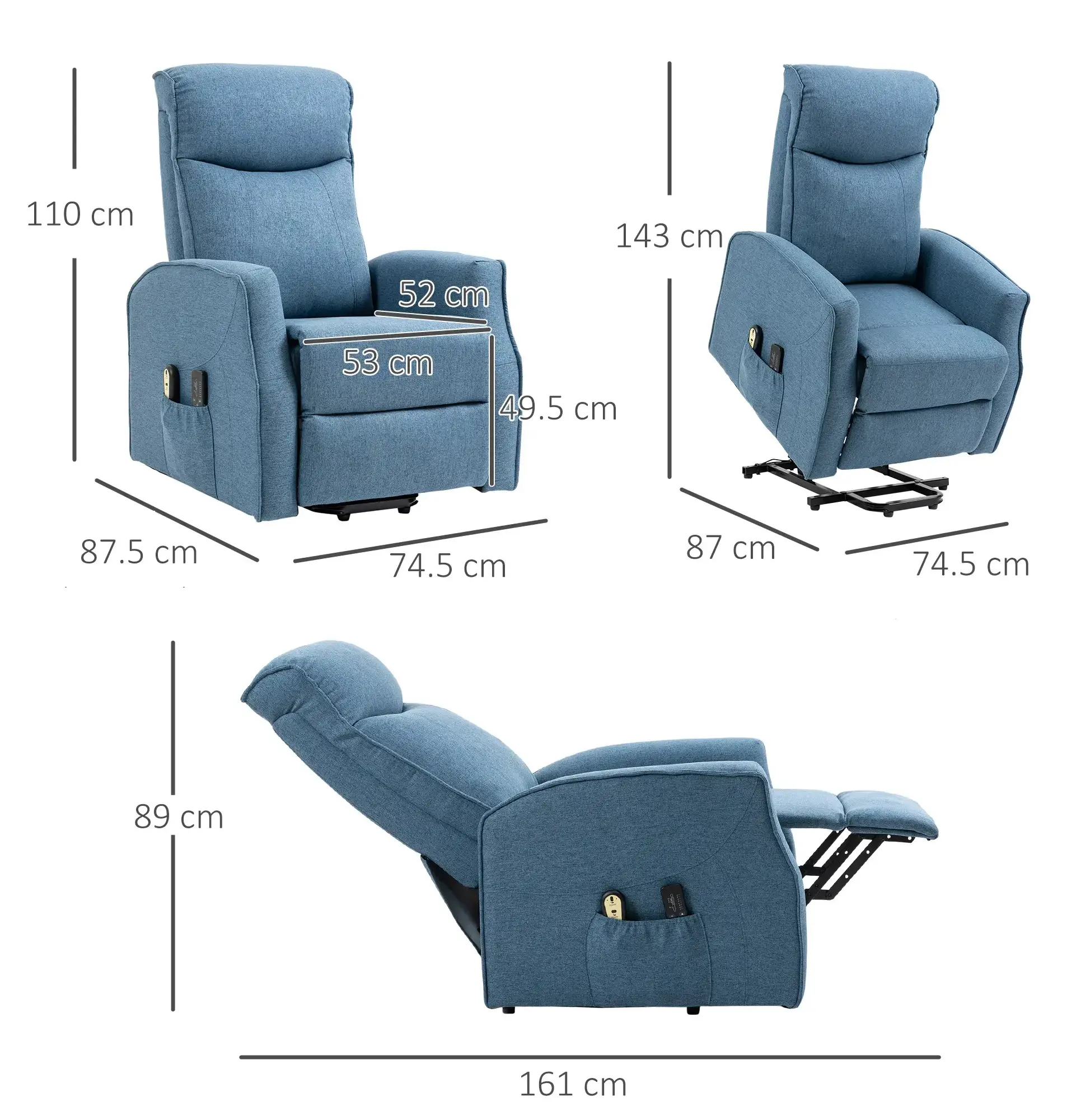 Fotoliu-recliner Homcom 700-106V90BU (Blue) - 4