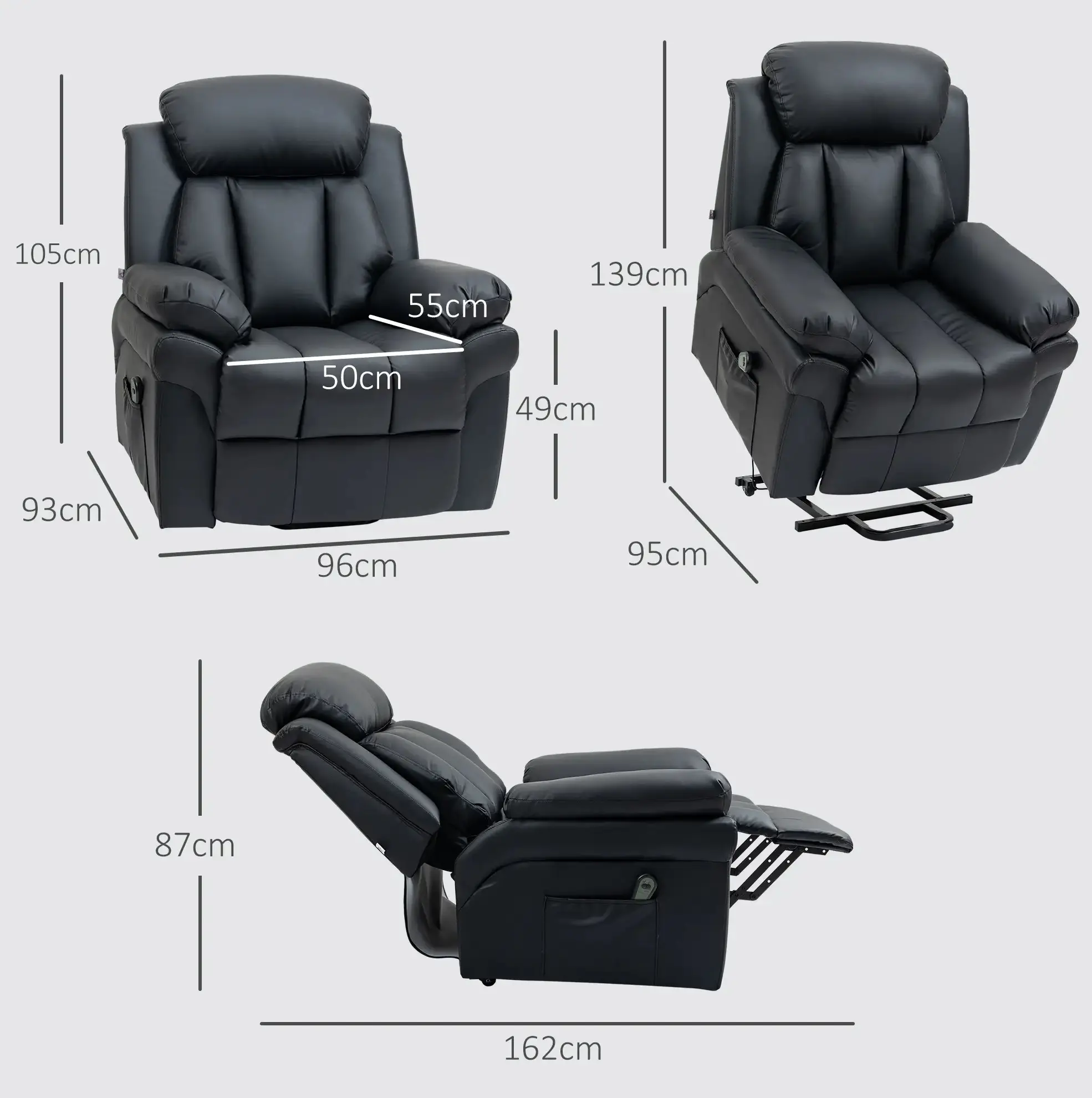Fotoliu-recliner Homcom 713-013V91BK (Black) - 4