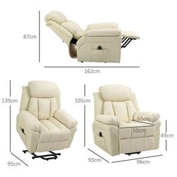 Fotoliu recliner Homcom 713-013V91CW 93x96x105 cm (Cream) Thumb