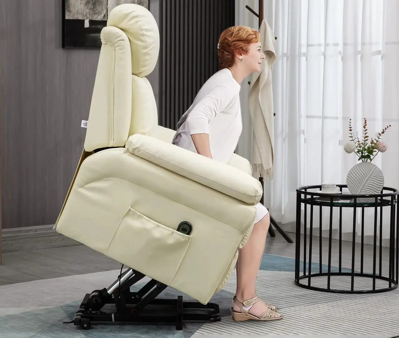 Fotoliu recliner Homcom 713-013V91CW 93x96x105 cm (Cream)