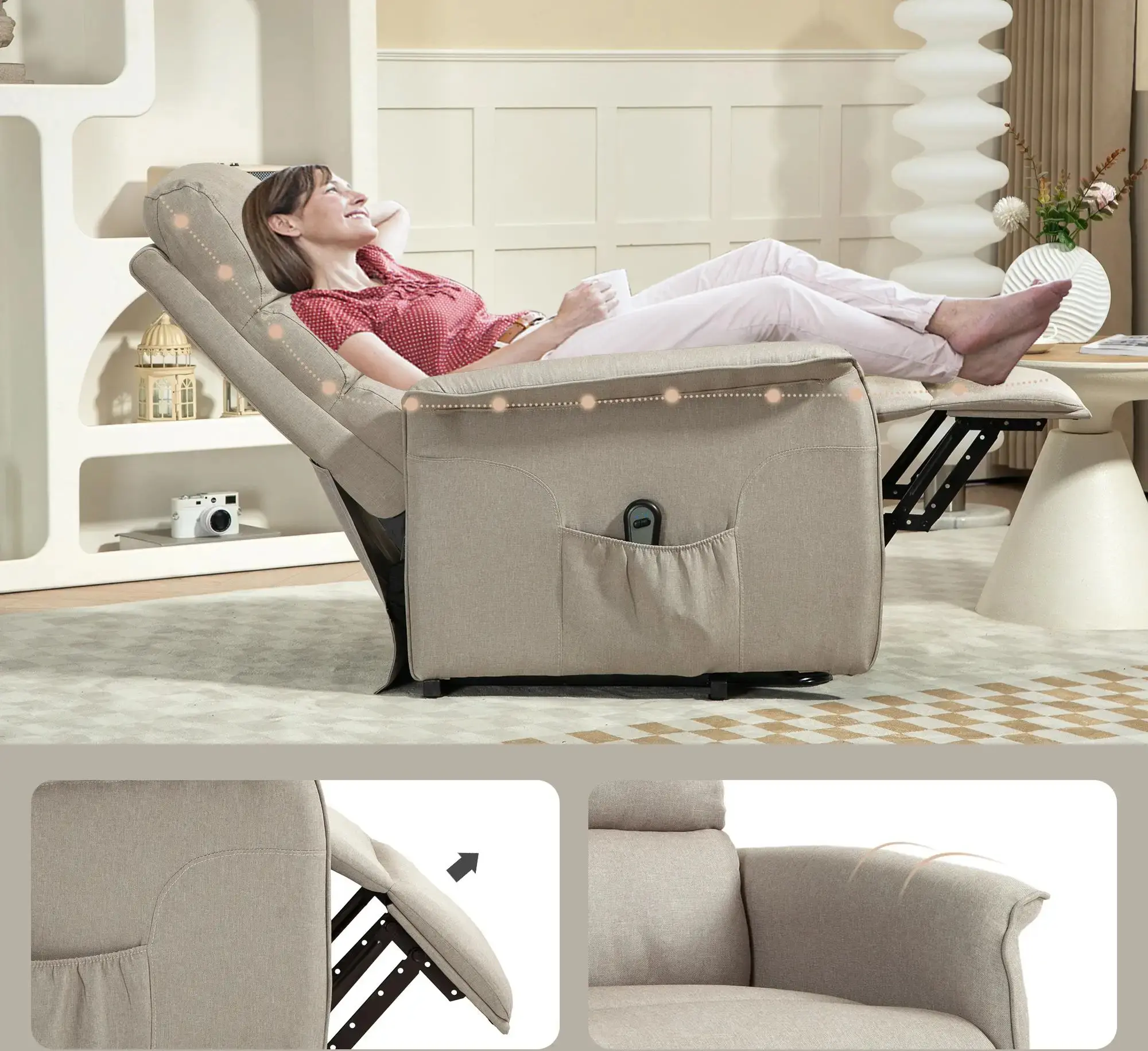 Fotoliu-recliner Homcom 713-042V90BG (Beige) - 5