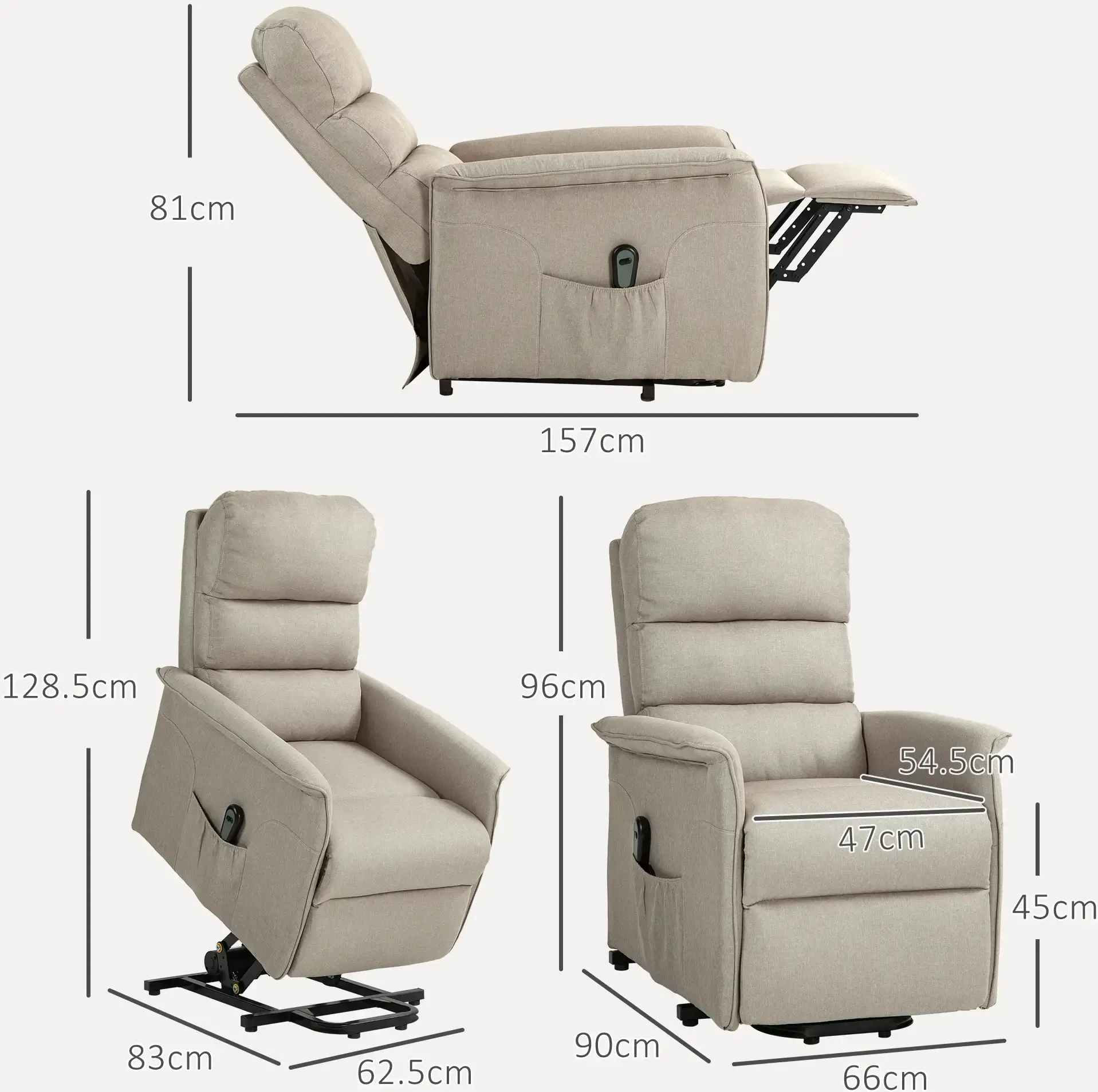 Fotoliu-recliner Homcom 713-042V90BG (Beige) - 7