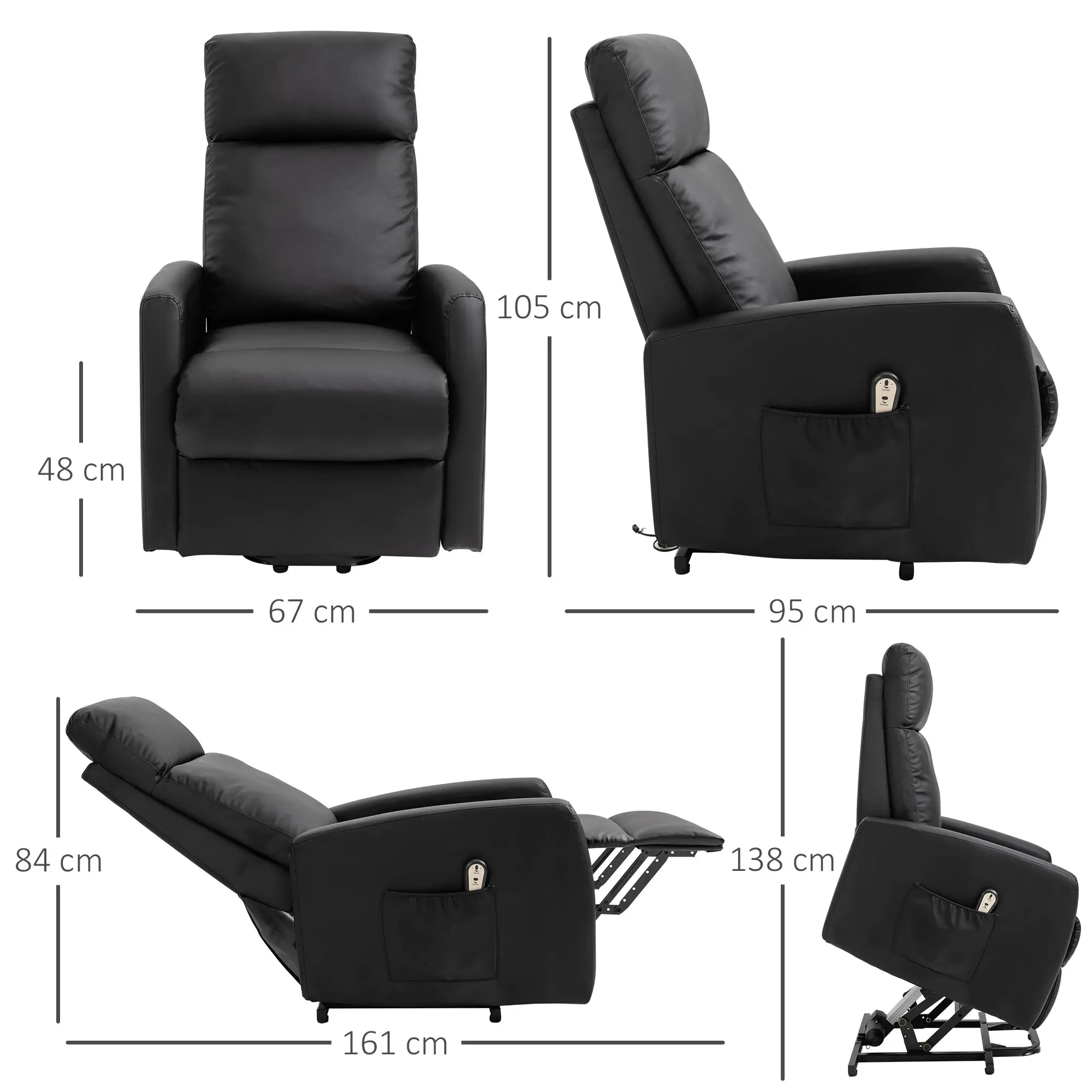 Fotoliu-recliner Homcom 713-066V90 (Black) - 8