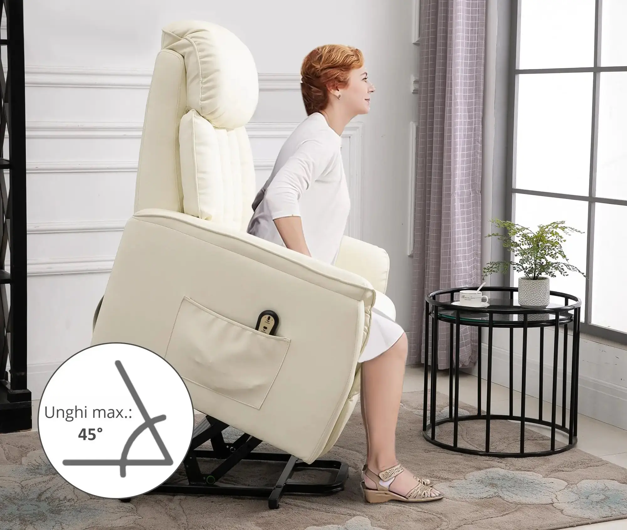 Fotoliu-recliner Homcom 713-067V91CW (Cream White) - 10