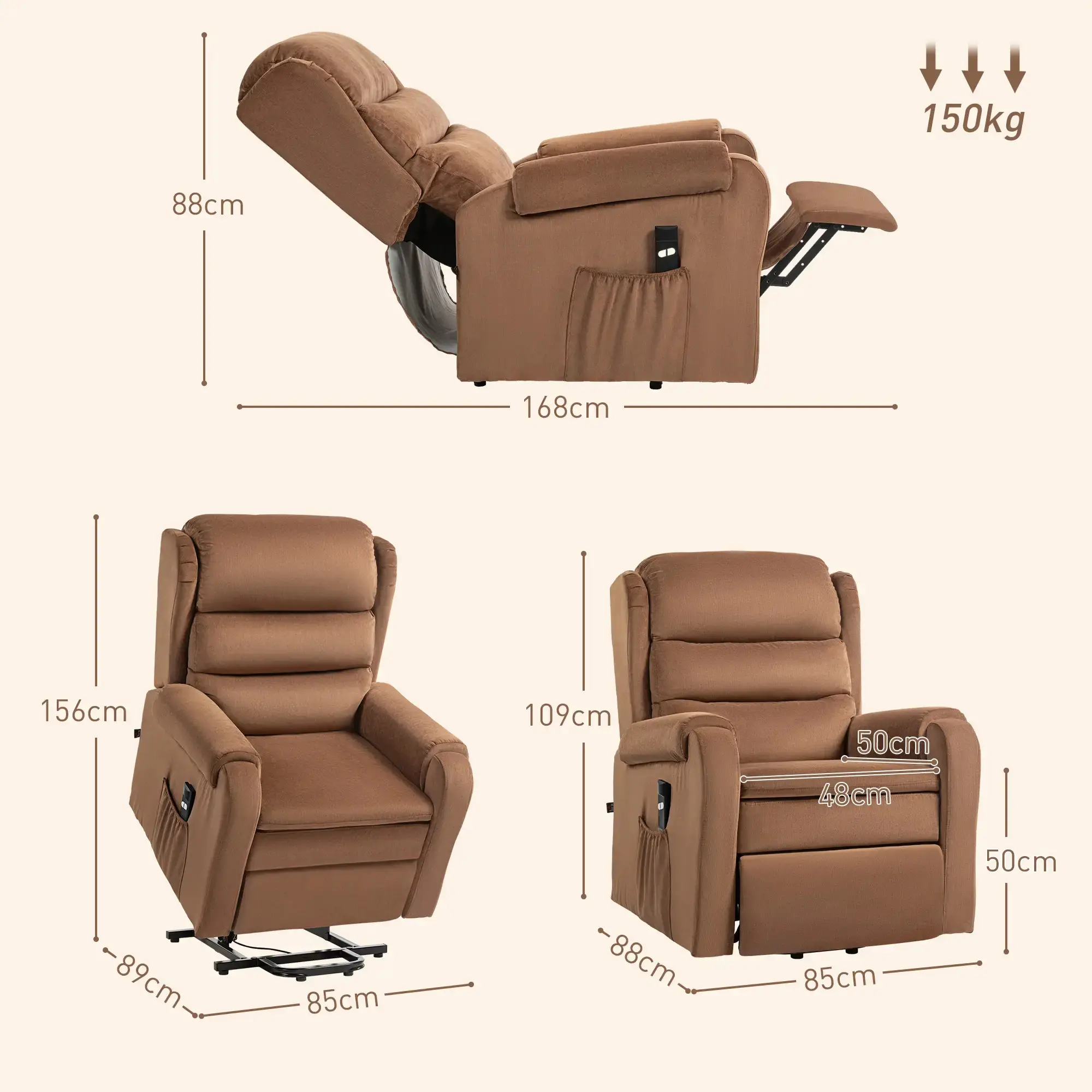 Кресло-реклайнер Homcom 713-069V90DR (Brown) - 5