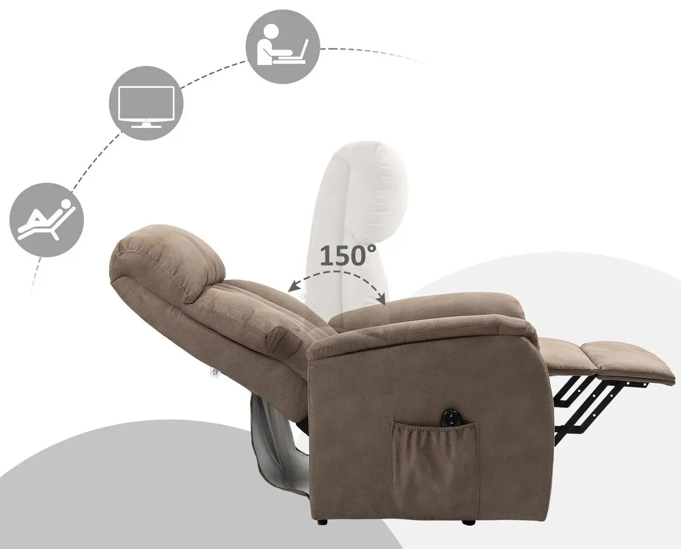 Fotoliu-recliner Homcom 713-082V91BN 75x93x110 cm (Brown)