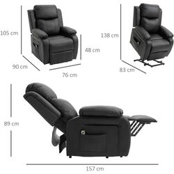 Fotoliu-recliner Homcom 713-092V90BK 76x90x105 cm (Black) Thumb