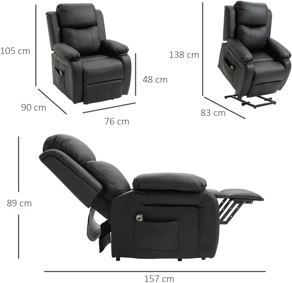 Fotoliu-recliner Homcom 713-092V90BK 76x90x105 cm (Black)
