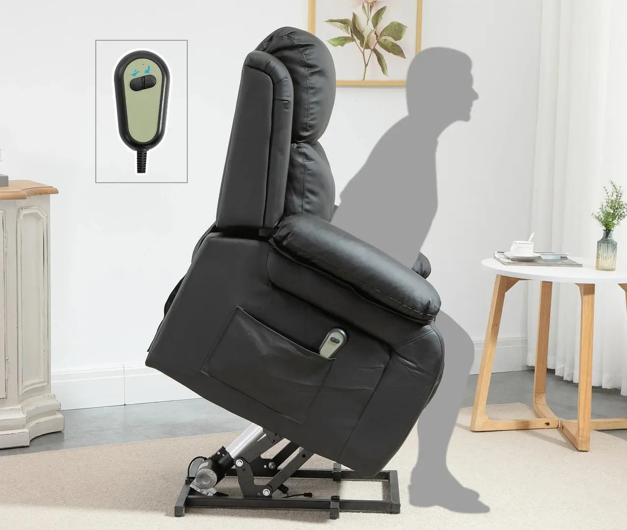 Fotoliu-recliner Homcom 713-092V90BK 76x90x105 cm (Black)