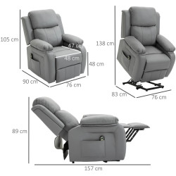 Fotoliu-recliner Homcom 713-092V90GY (Grey) Thumb