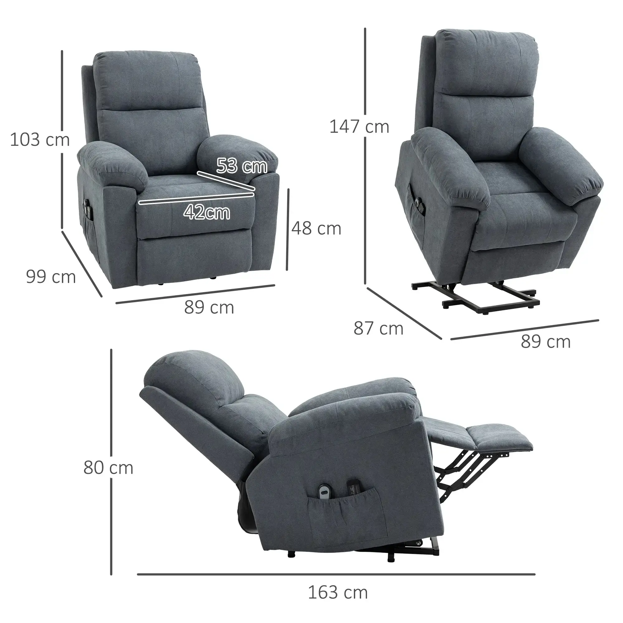 Fotoliu-recliner Homcom 713-097 (Dark Grey) - 4