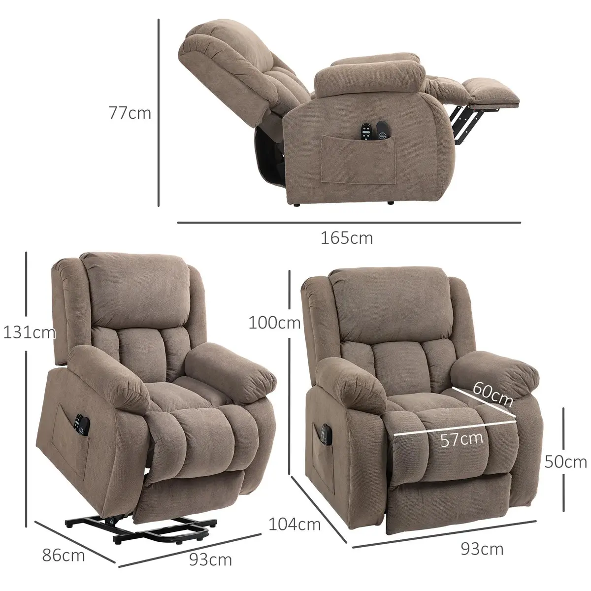 Fotoliu-recliner Homcom 713-173V90LR (Brown) - 4