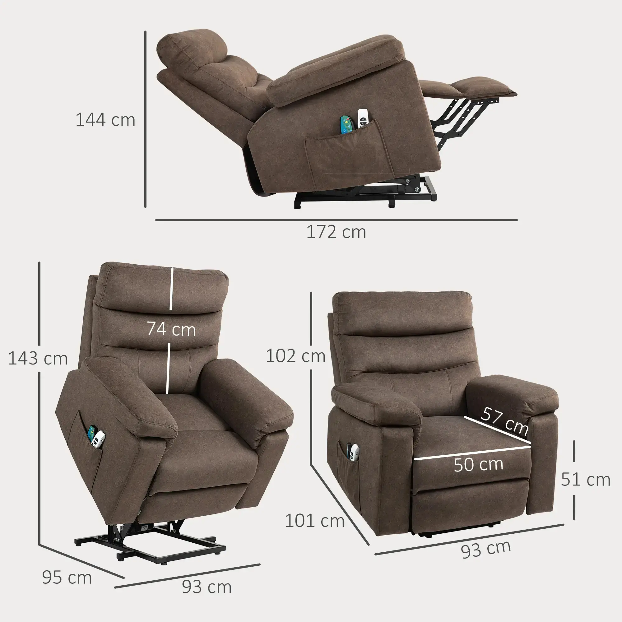 Fotoliu-recliner Homcom 713-186V91DR (Brown) - 4