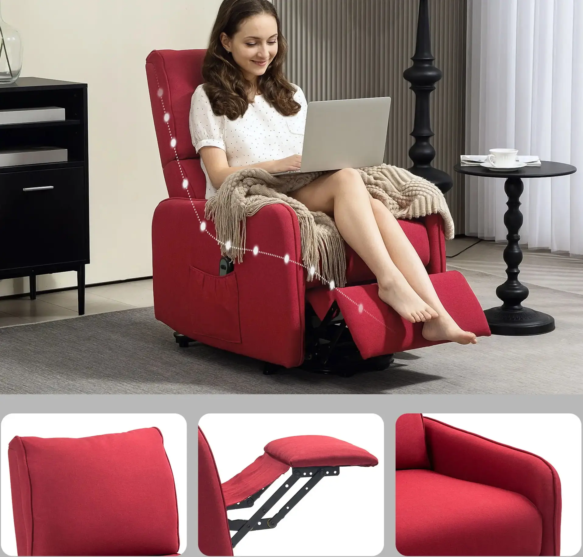 Fotoliu-recliner Homcom 713-191V90WR (Red) - 6