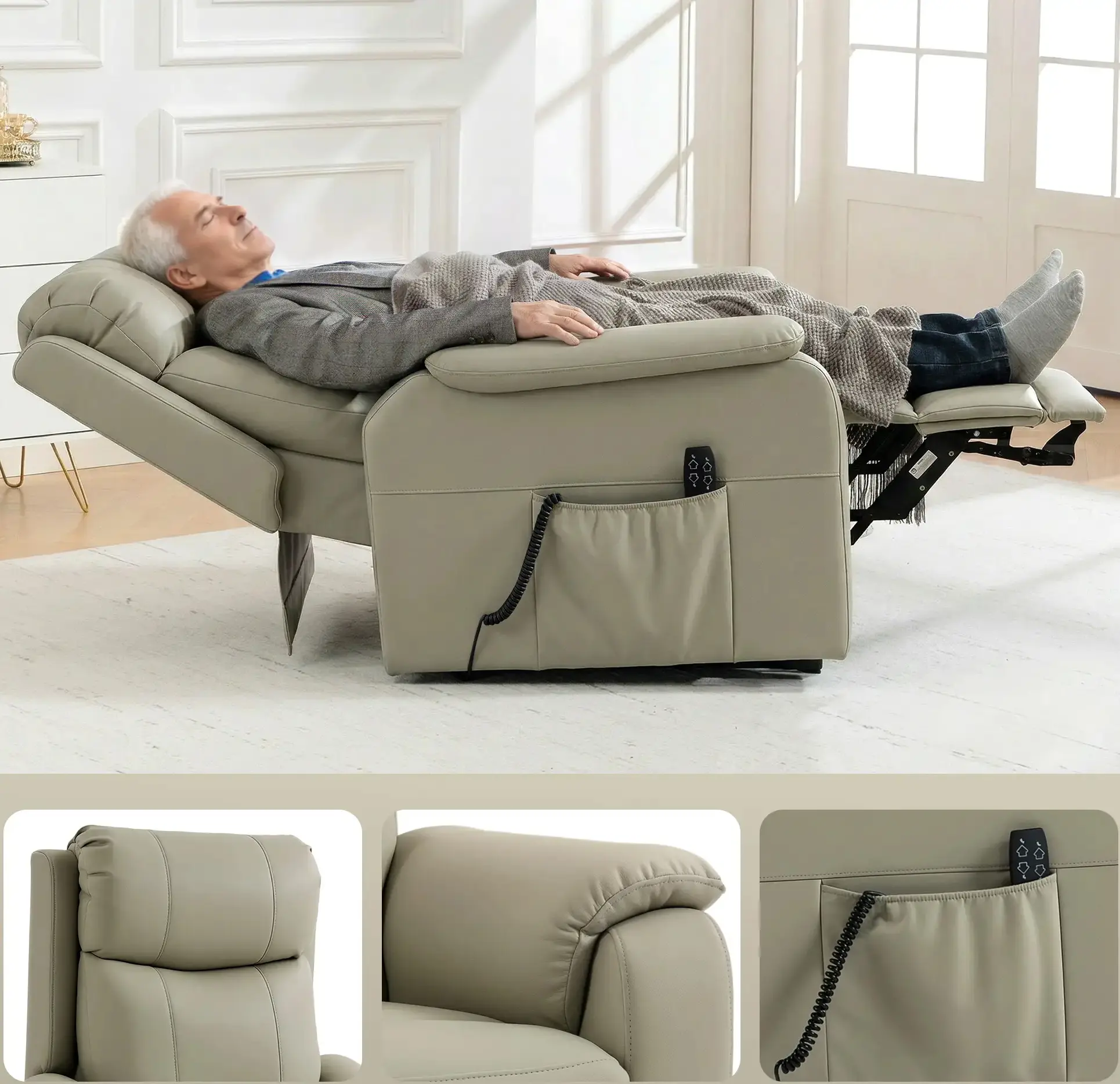 Кресло-реклайнер Homcom 713-205V90CW (Cream) - 7