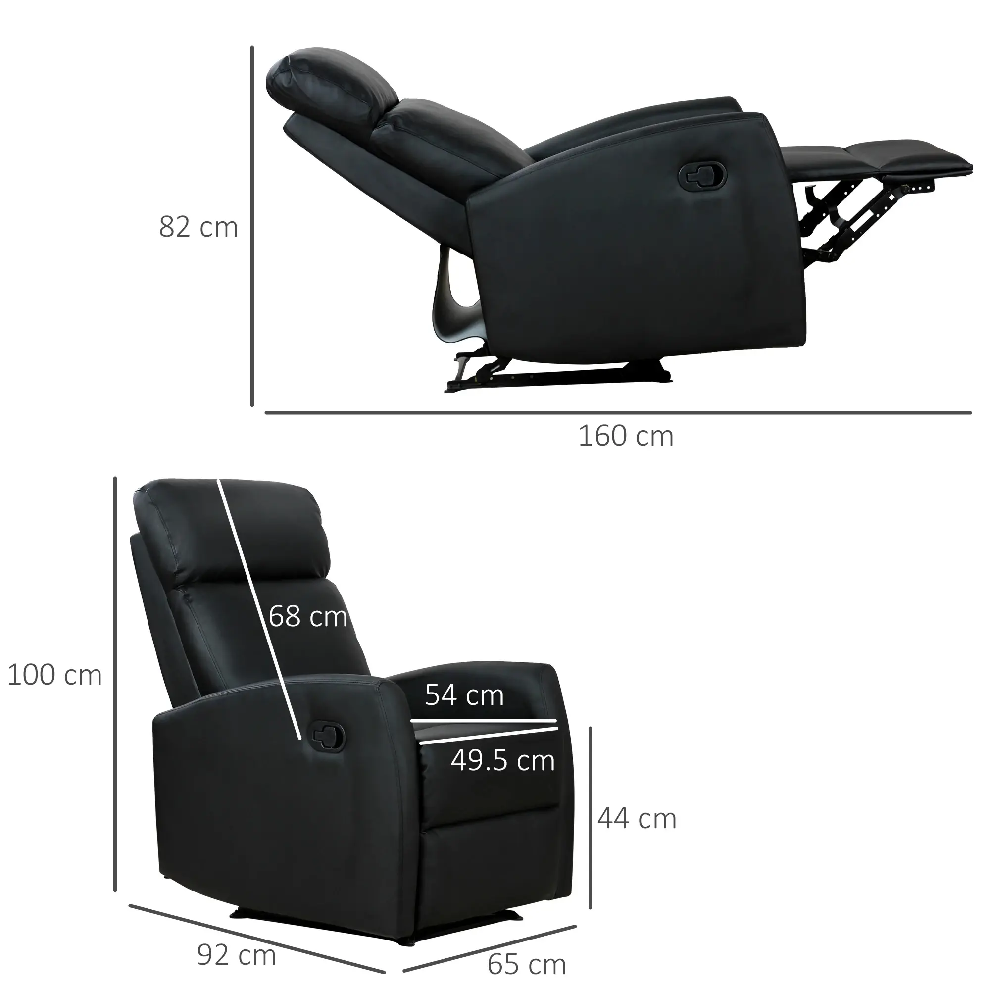 Fotoliu-recliner Homcom 833-384BK (Black) - 3