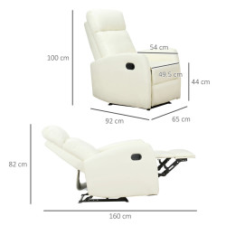Fotoliu-recliner Homcom 833-384WT (Cream) Thumb