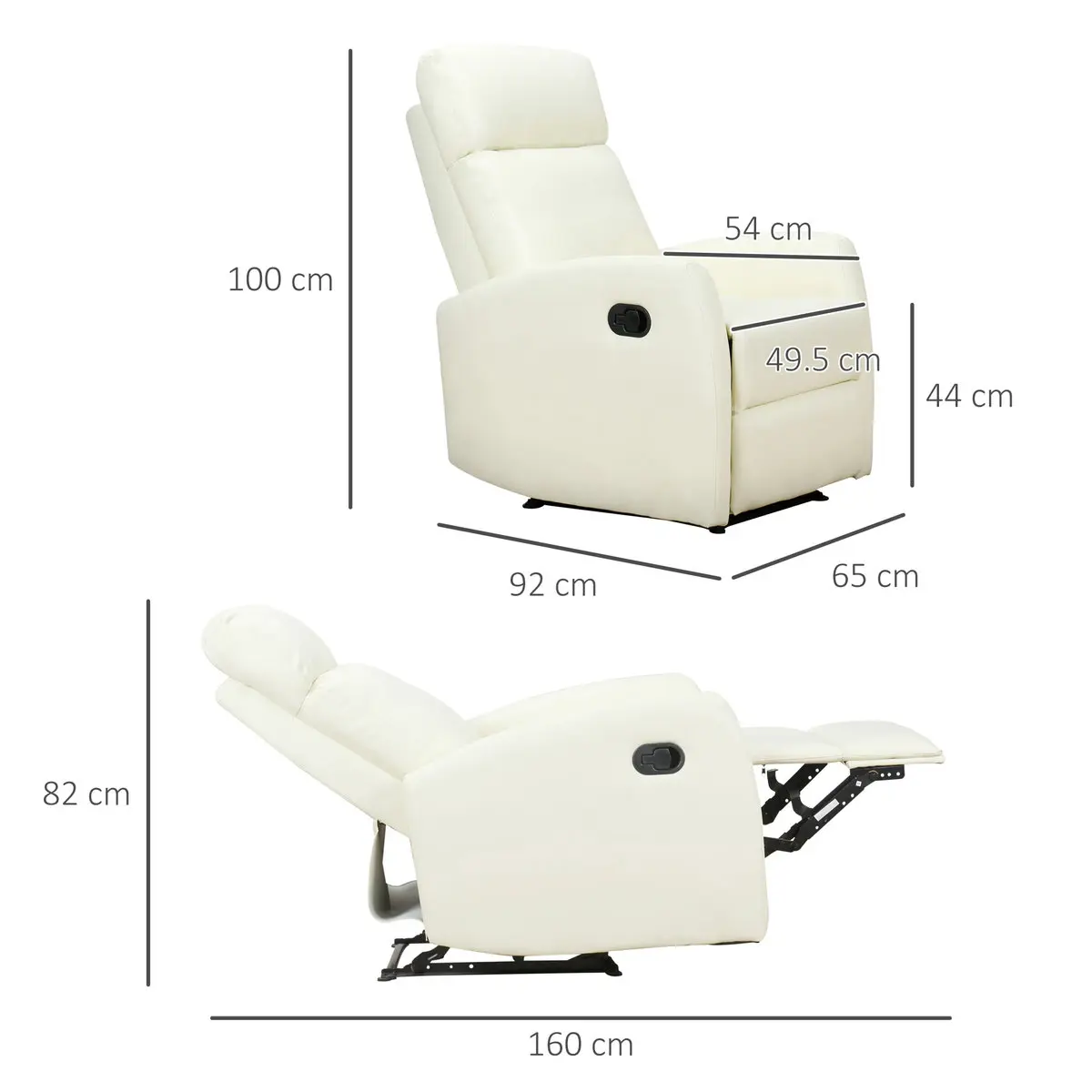 Fotoliu-recliner Homcom 833-384WT (Cream) - 4