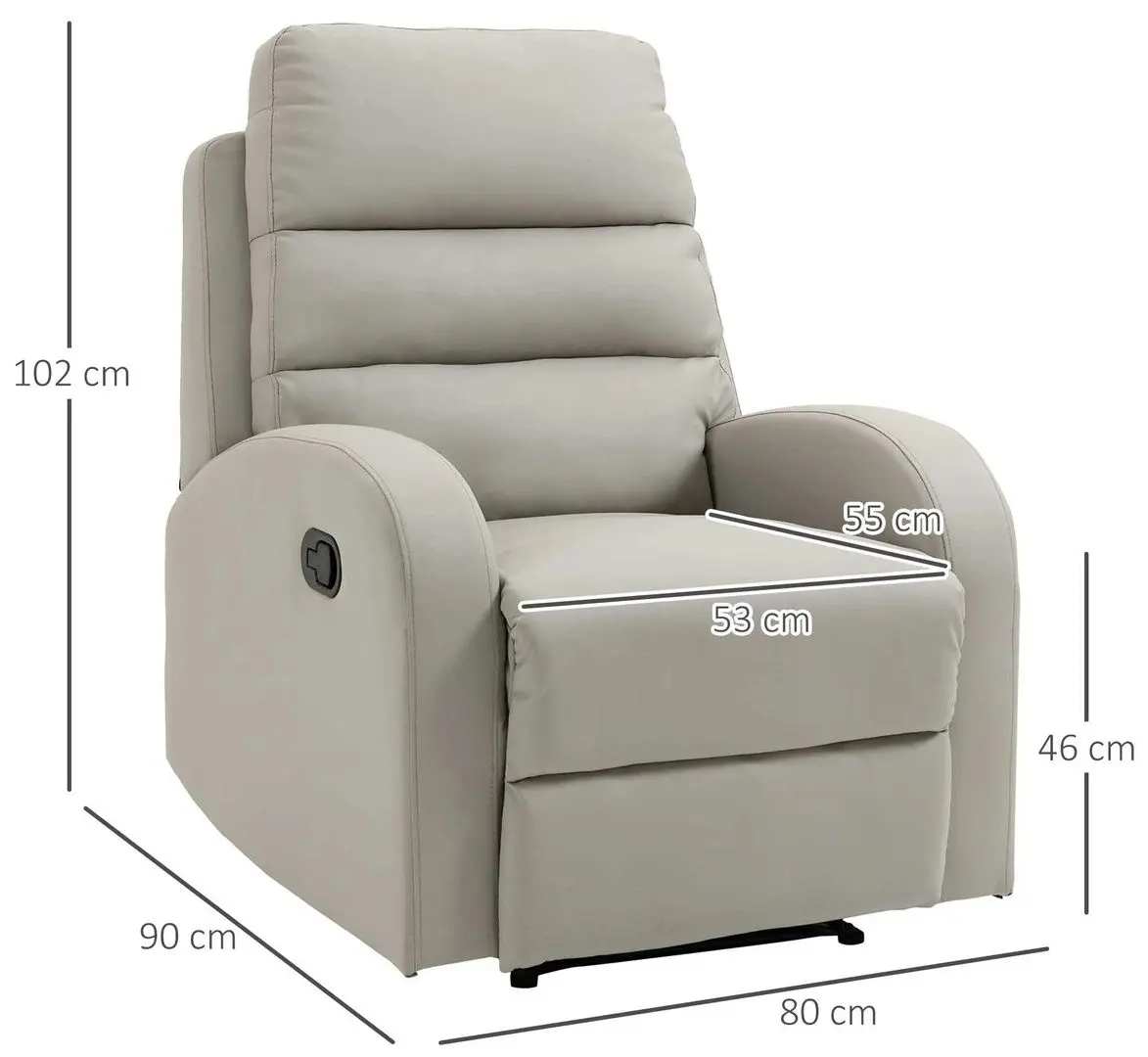 Кресло-реклайнер Homcom 833-456V00LG 80x90x102 cm (Light Grey)