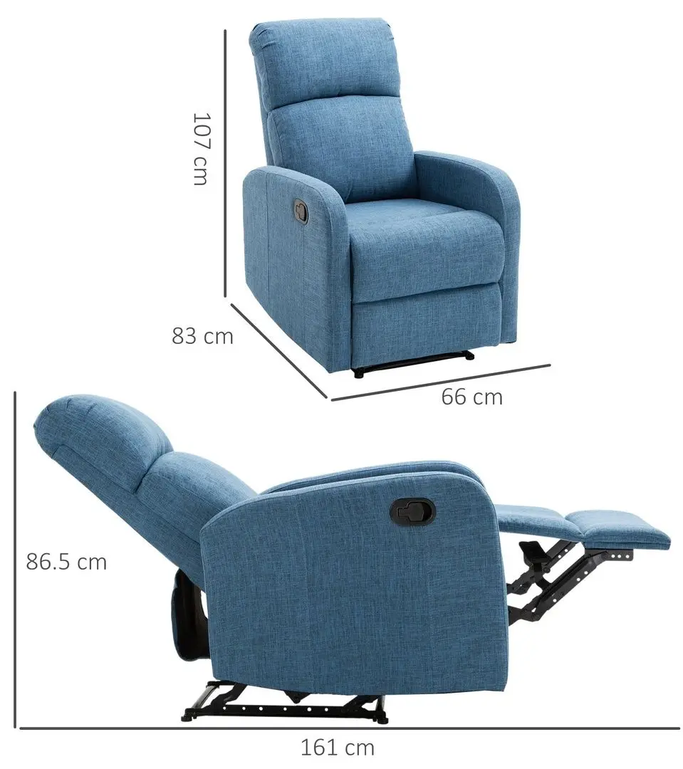 Кресло-реклайнер Homcom 833-523BU 66x83x107 cm (Blue)