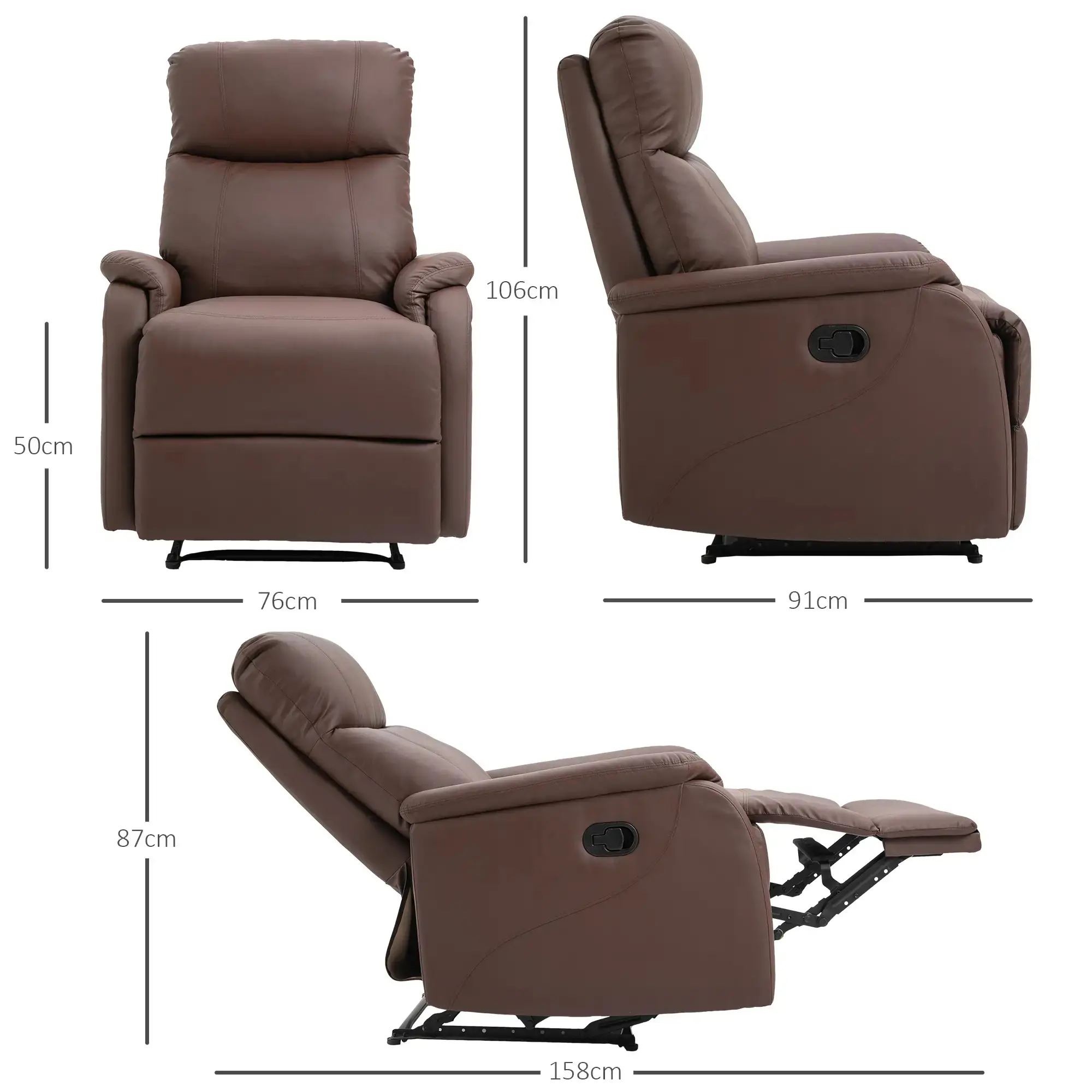 Fotoliu-recliner Homcom 833-840 (Brown) - 6