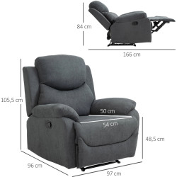 Fotoliu-recliner Homcom 833-852CG (Dark Grey) Thumb