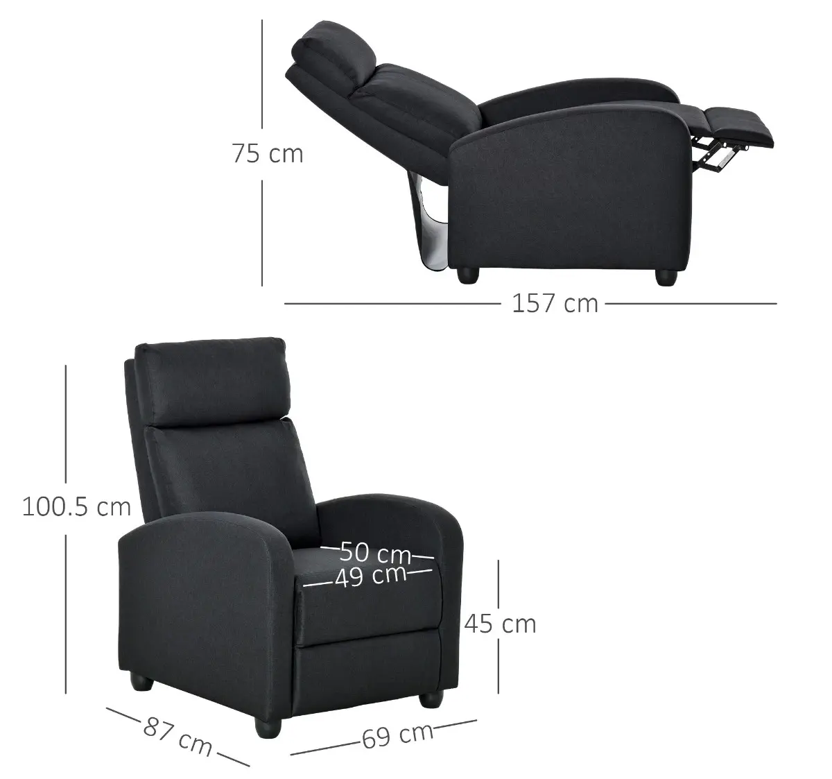 Кресло-реклайнер Homcom 833-854 (Black) - 5