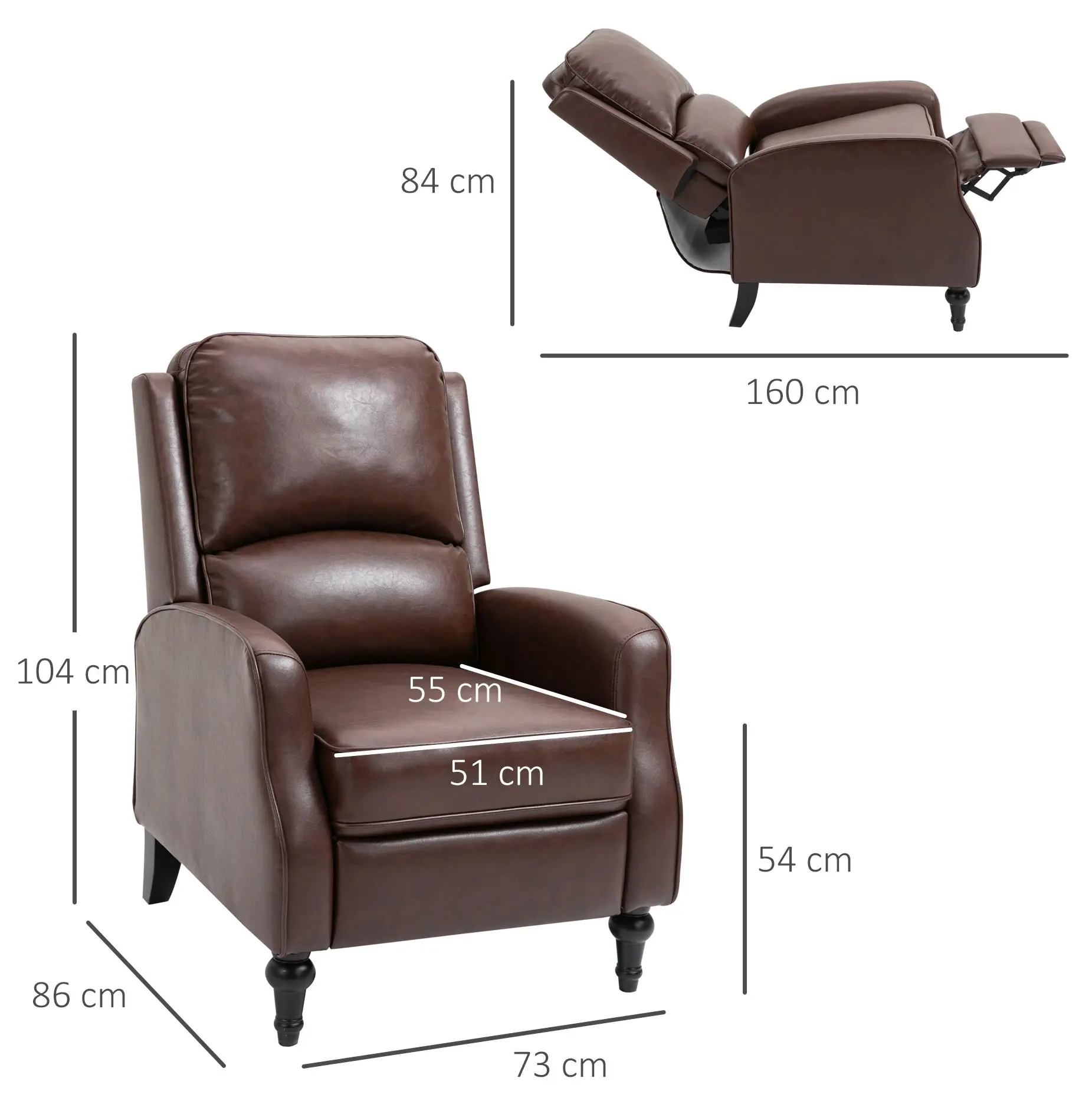 Кресло-реклайнер Homcom 833-969 (Brown) - 3