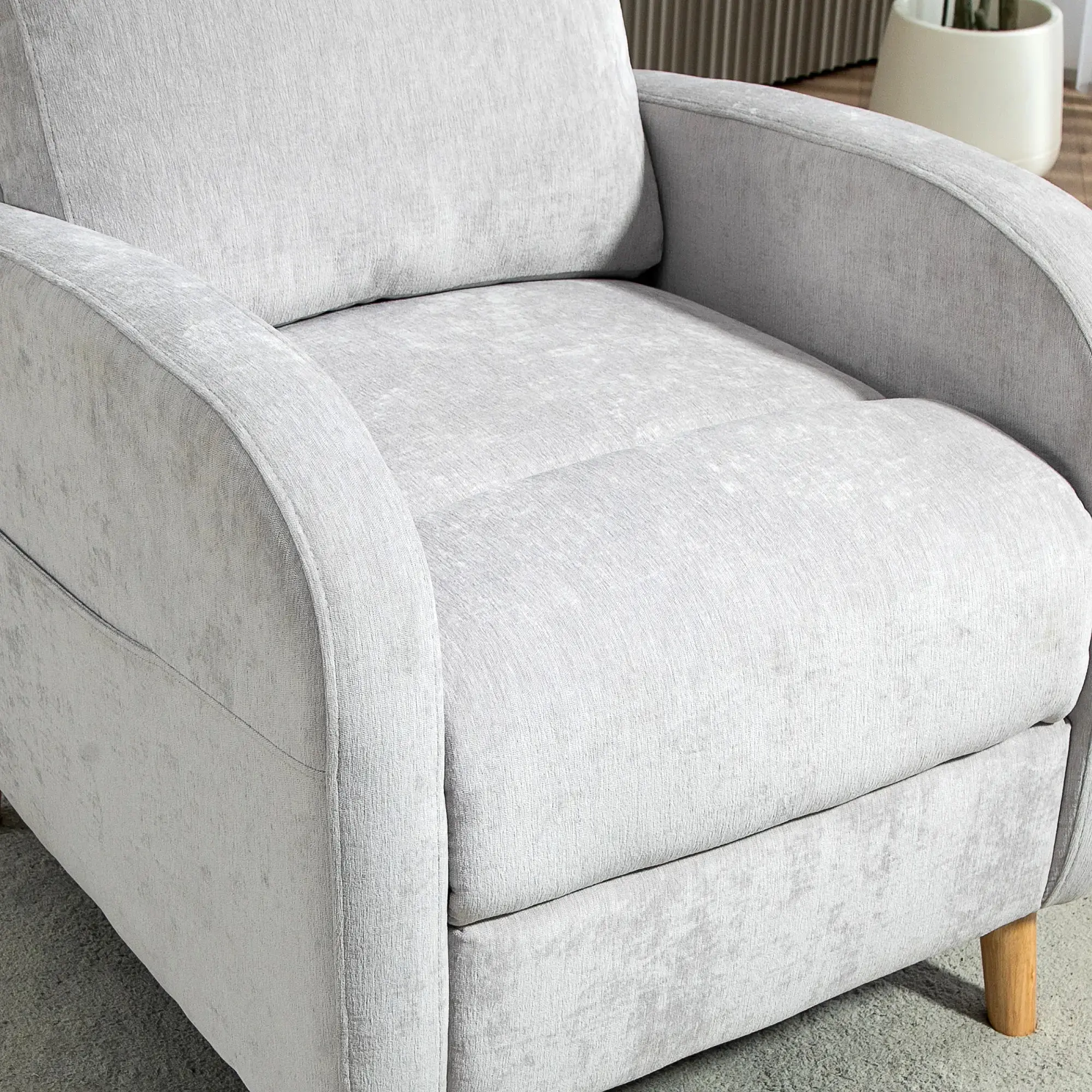 Fotoliu-recliner Homcom 83B-062V00LG (Light Grey/Natural Wood) - 6