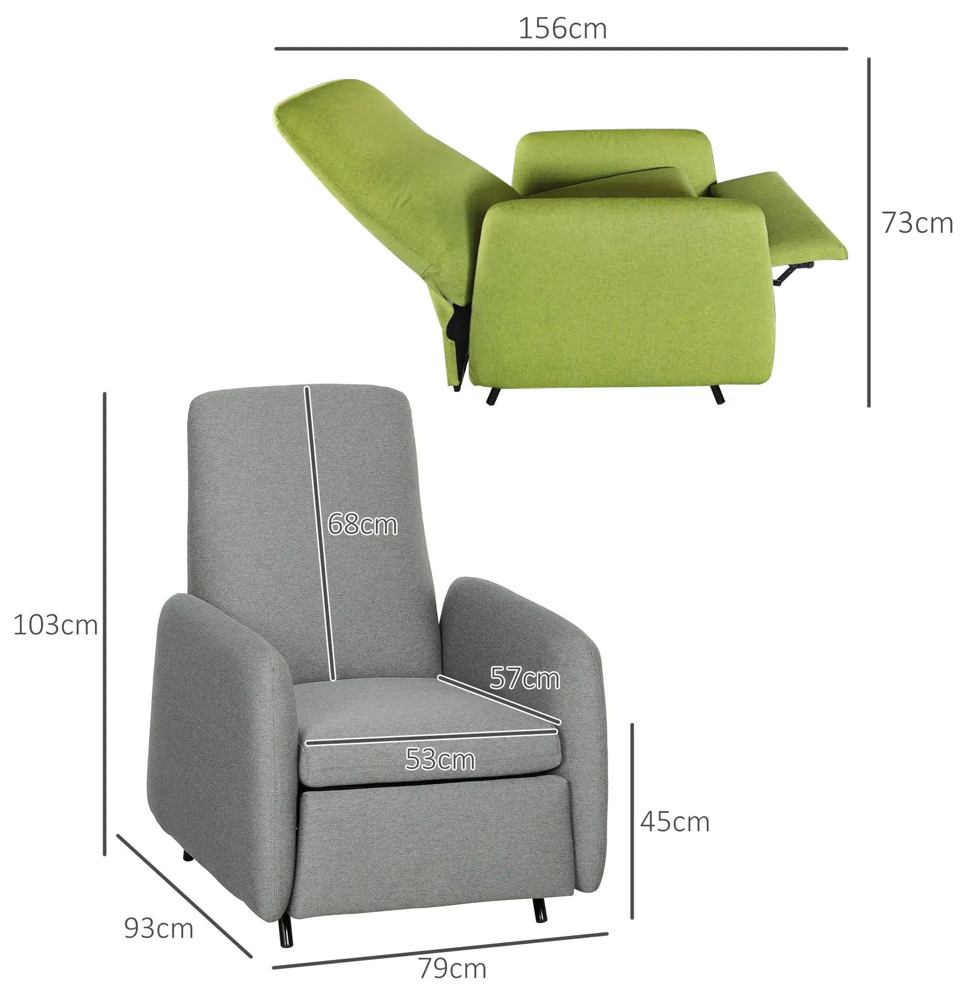 Fotoliu-recliner Homcom 83B-093V01GY (Grey) - 7