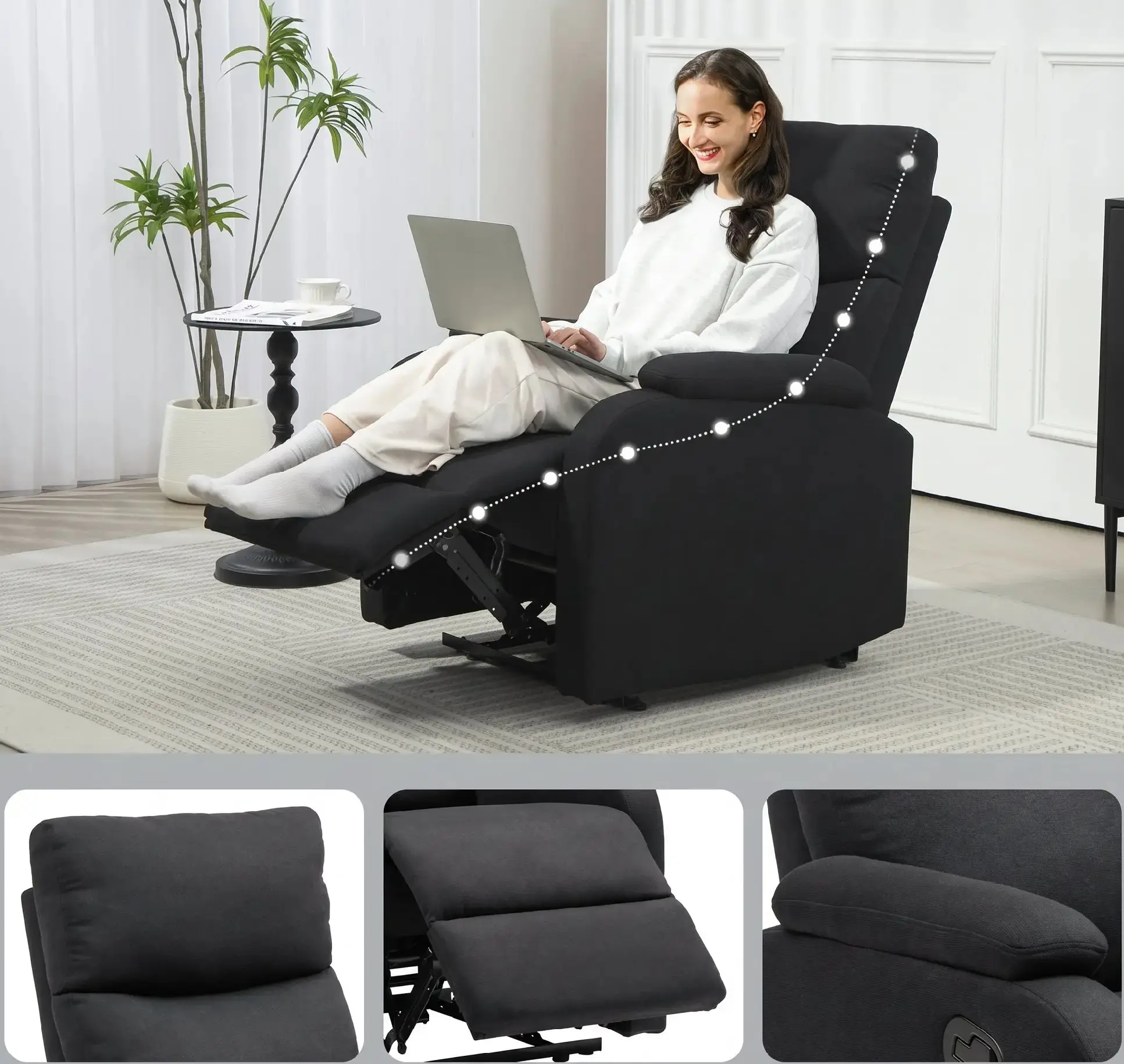 Fotoliu-recliner Homcom 83B-256V00BK (Black) - 8