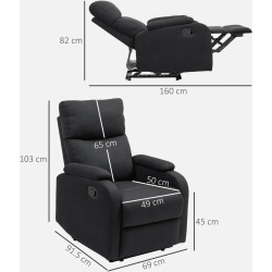 Fotoliu-recliner Homcom 83B-256V00BK (Black) Thumb