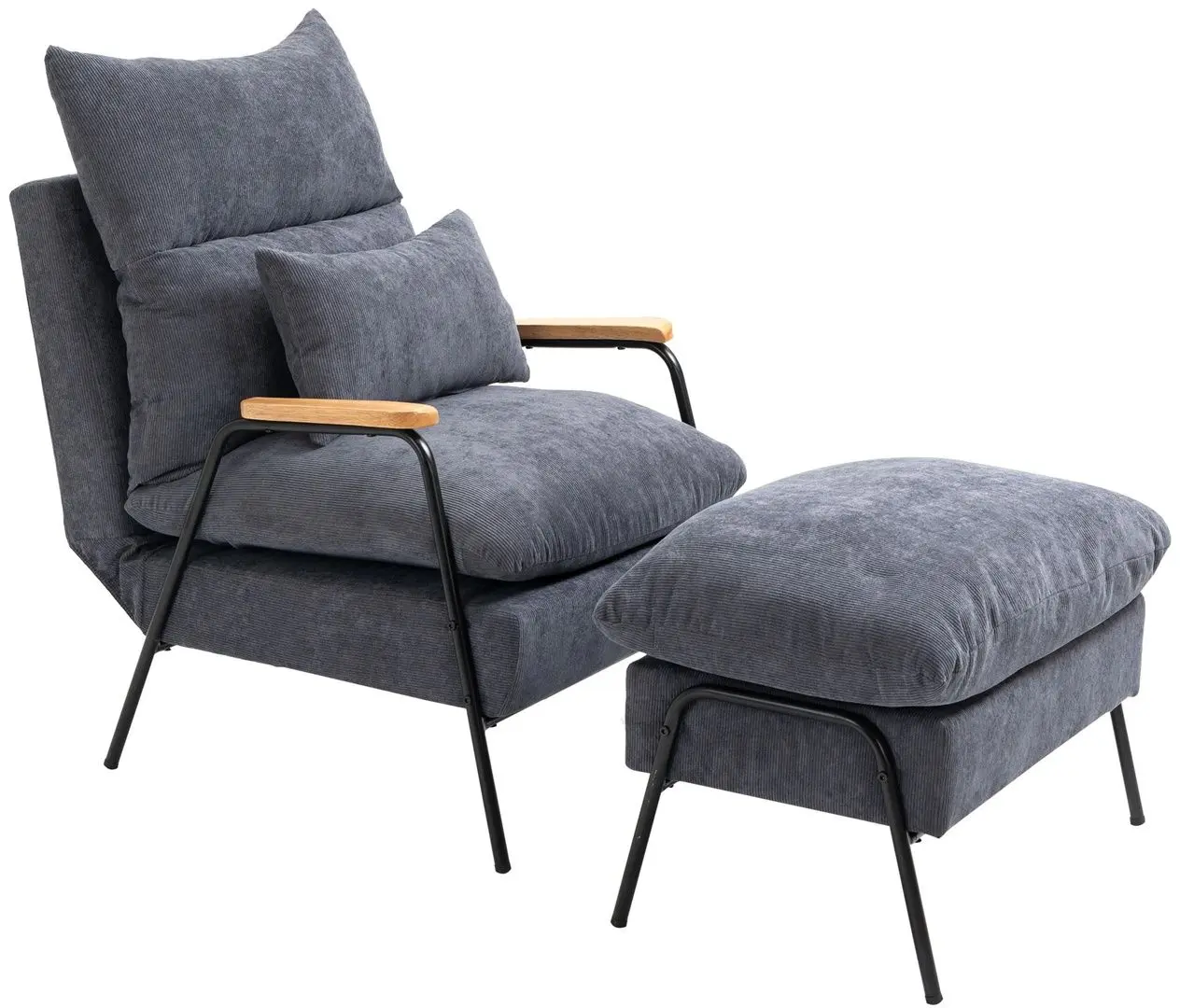 Fotoliu cu suport pentru picioare Homcom 839-505V00GY 68x91x88 cm (Grey)