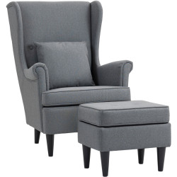 Кресло с подставкой для ног Homcom 83B-273V00GY (Grey) Thumb