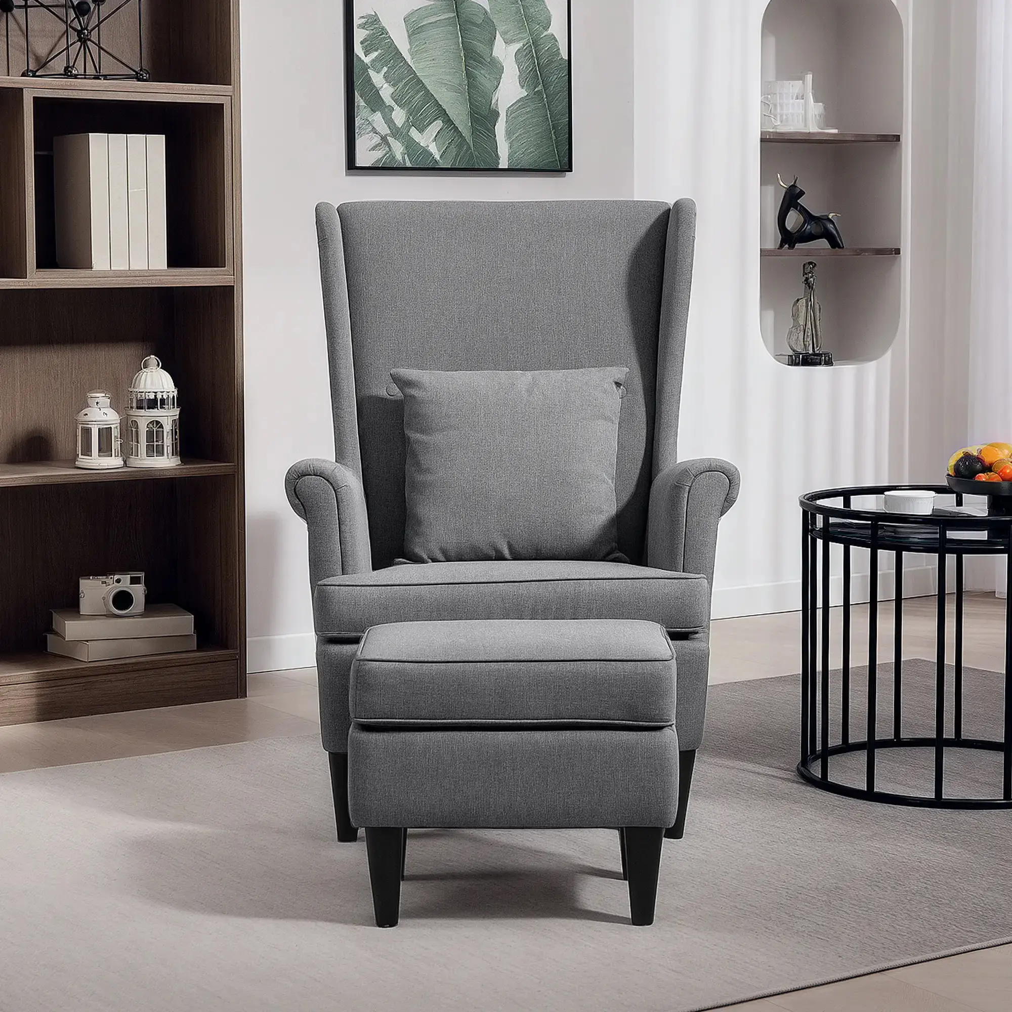 Кресло с подставкой для ног Homcom 83B-273V00GY (Grey) - 3