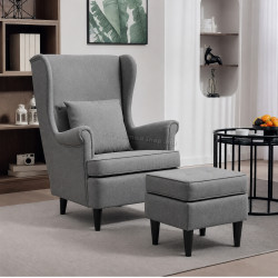 Кресло с подставкой для ног Homcom 83B-273V00GY (Grey)